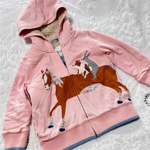 🐴 Mini Boden Pink Hoodie with Horse and Animal Design, 4-5